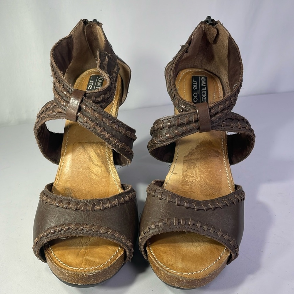 Adam Tucker me too GIAVANNA brown leather stack, heel, sexy sandal - Picture 2 of 5